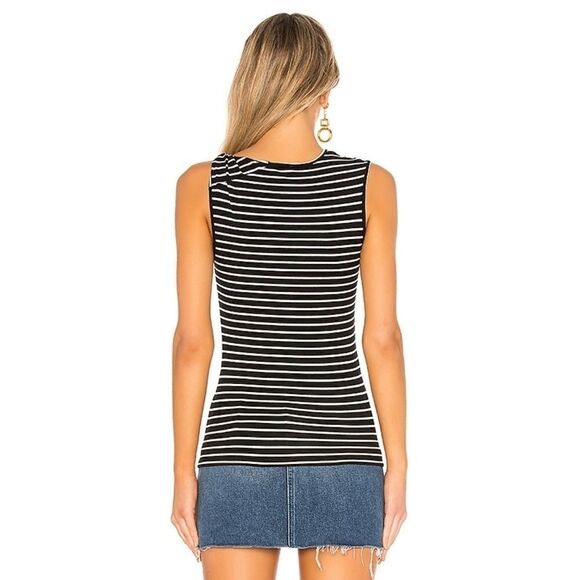 FRAME Knot Shoulder Tank Top In Noir Multi Black w - Picture 2 of 13